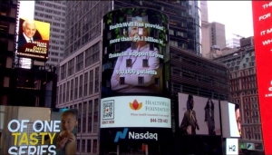 HealthWell ad on Nasdaq Tower, Times Square